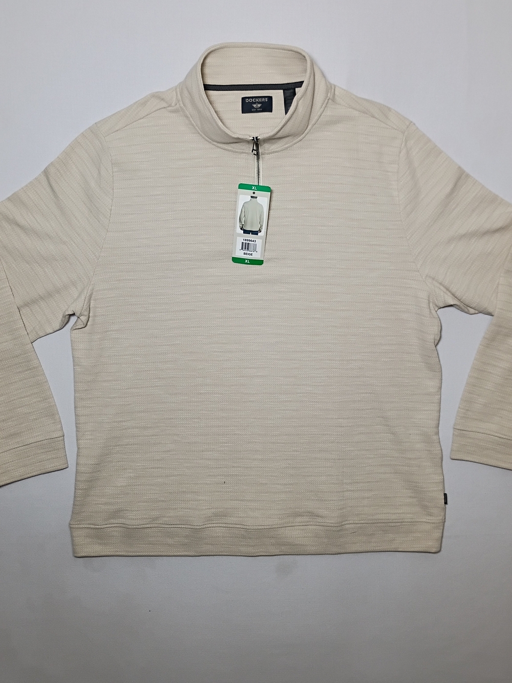 Dockers Mens 1/4 Zip Regular Fit Textured Pullover Sweater XL Beige NWT